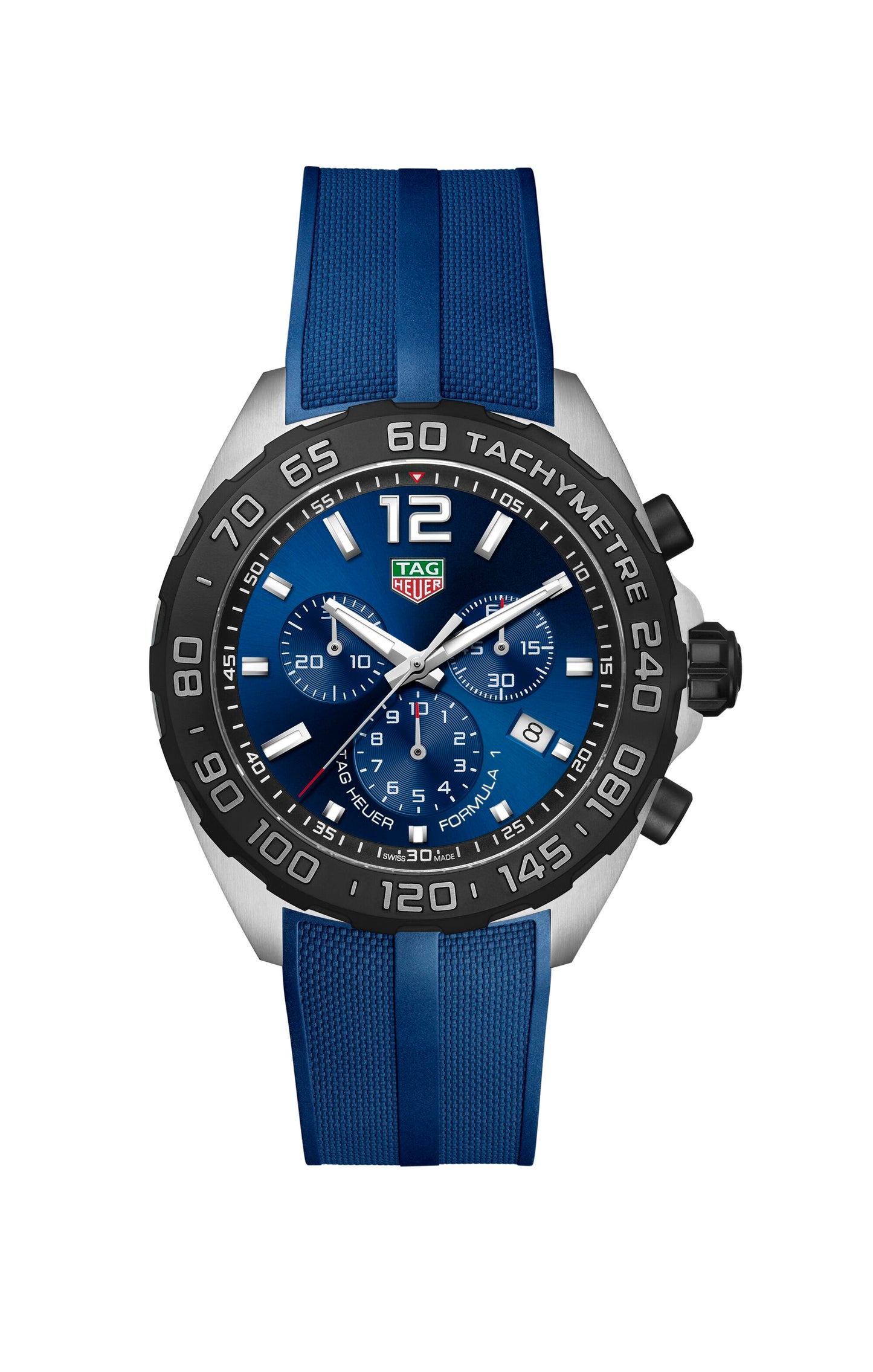 TAG Heuer Formula 1 Blue Dial Stainless Steel Rubber Strap Mens Quartz Chronograph Watch CAZ101AV.FT8077