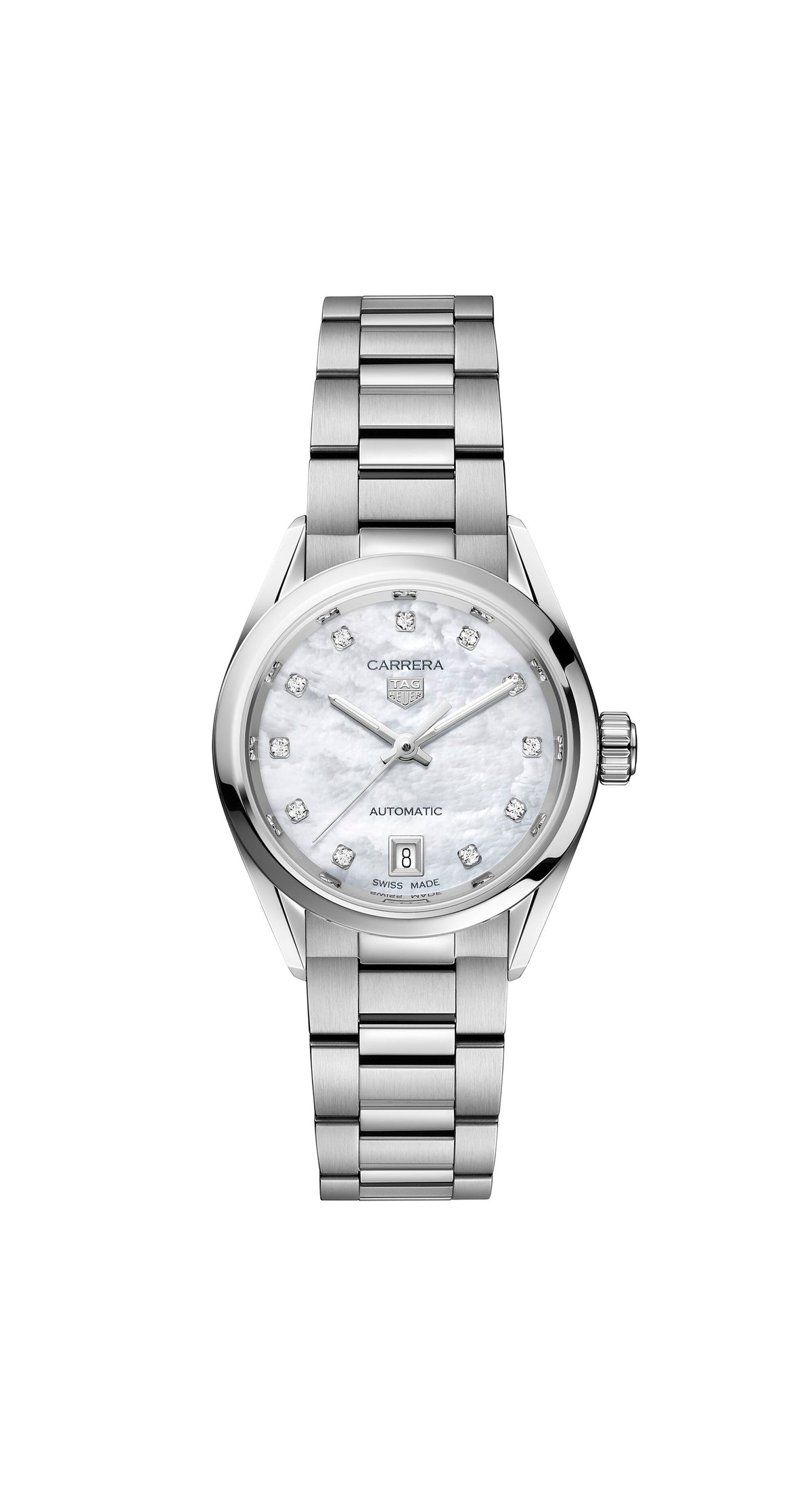 TAG Heuer Carrera Mother of Pearl Diamond Set Dial Stainless Steel Womens Watch WBN2412.BA0621