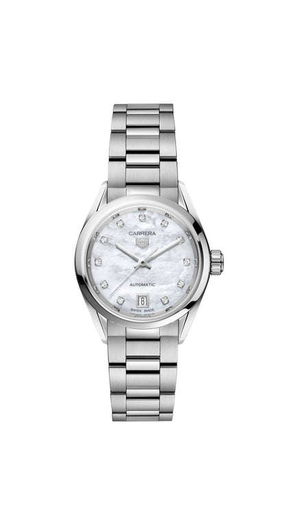 TAG Heuer Carrera Mother of Pearl Diamond Set Dial Stainless Steel Womens Watch WBN2412.BA0621