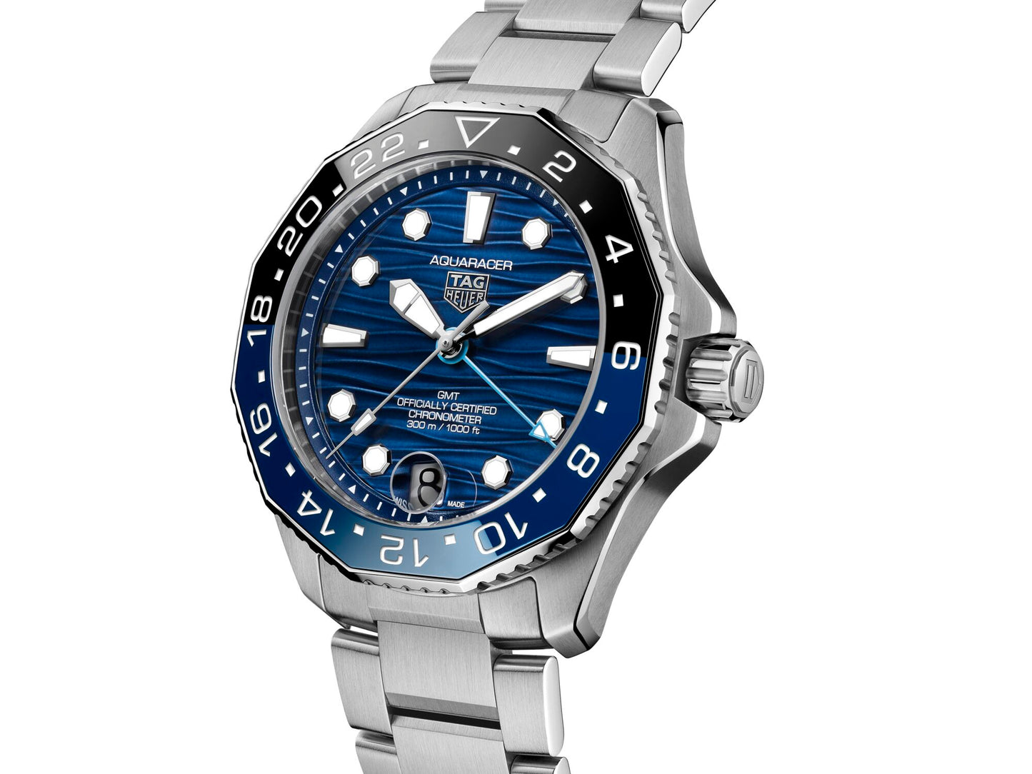 TAG Heuer Aquaracer Professional 300 GMT Blue Dial Stainless Steel Mens Watch  WBP5114.BA0013