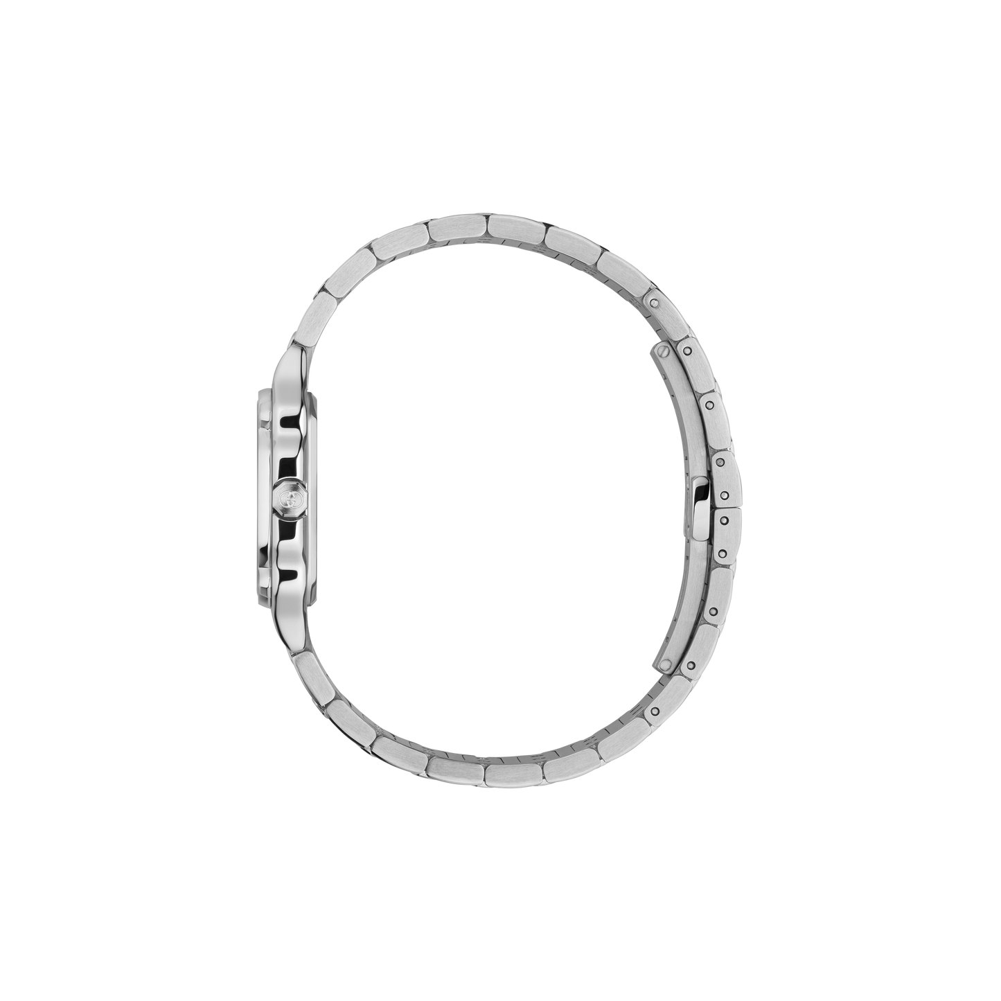 Gucci G-Flat Diamond Set Black Dial Stainless Steel Womens Quartz Watch YA166507