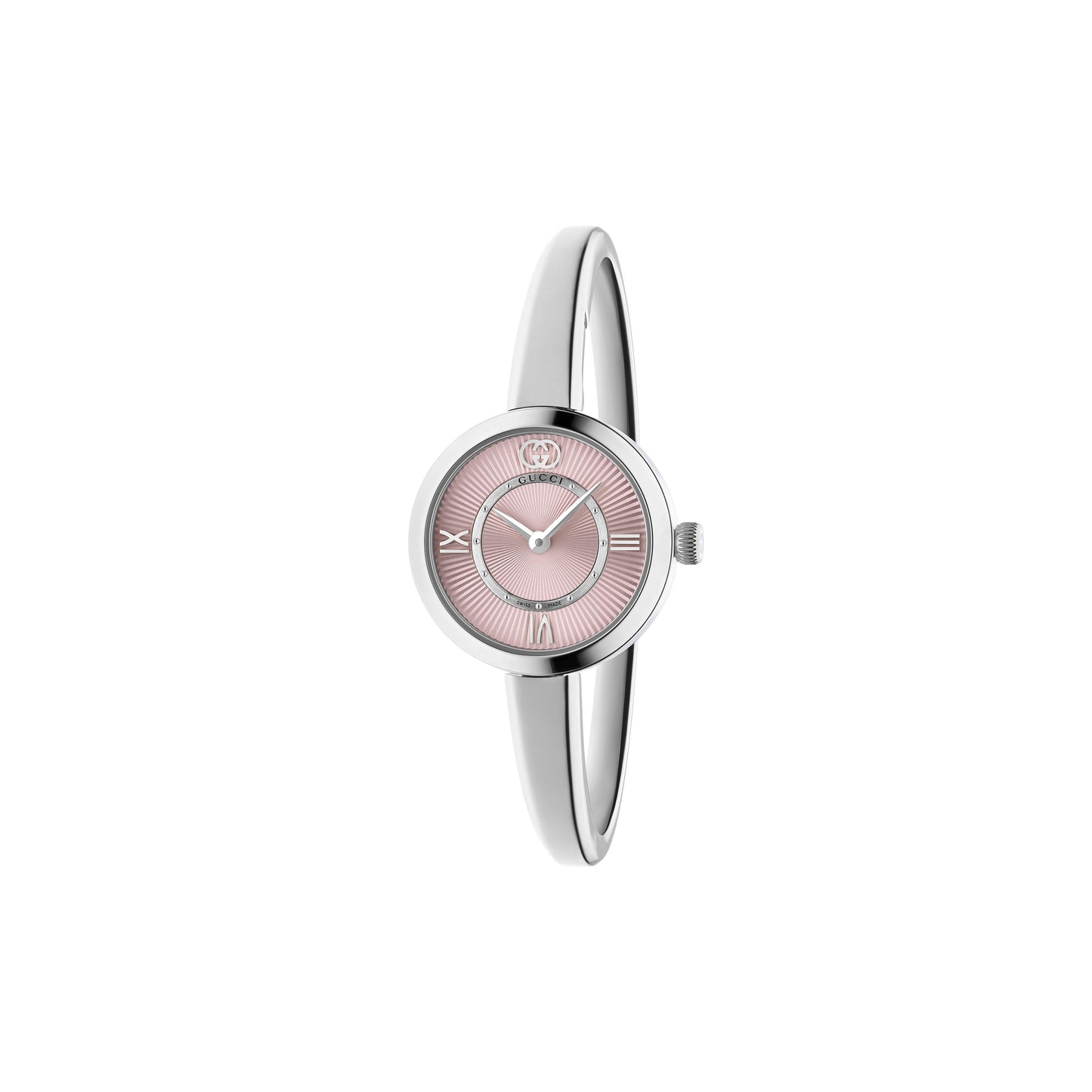 Gucci Model 2000 Pink Dial Stainless Steel Ladies Quartz Watch YA167514