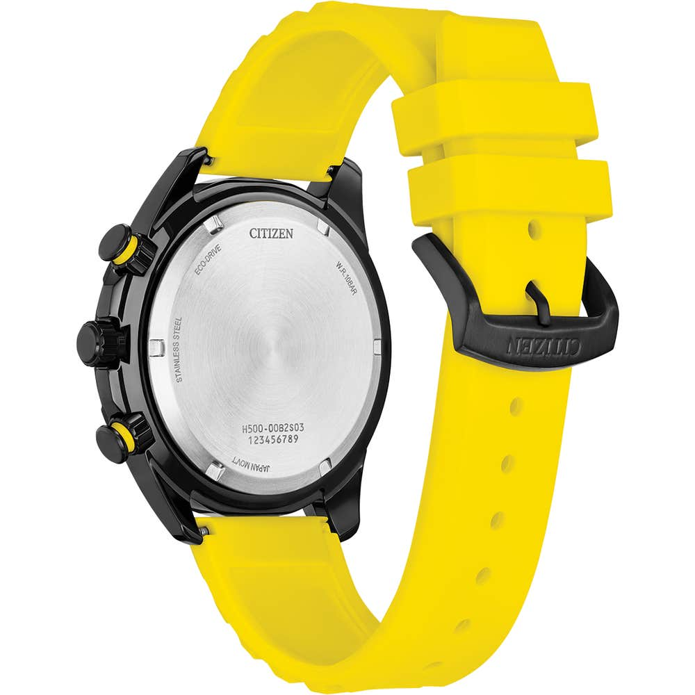 Citizen Eco-Drive Sport Chronograph Black Ion-Plated Stainless Steel Mens Watch AT2585-08E