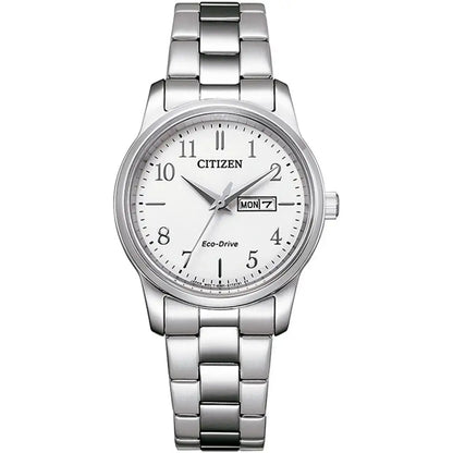 Citizen Eco-Drive Day-Date White Dial Stainless Steel Womens Watch EW3261-57A