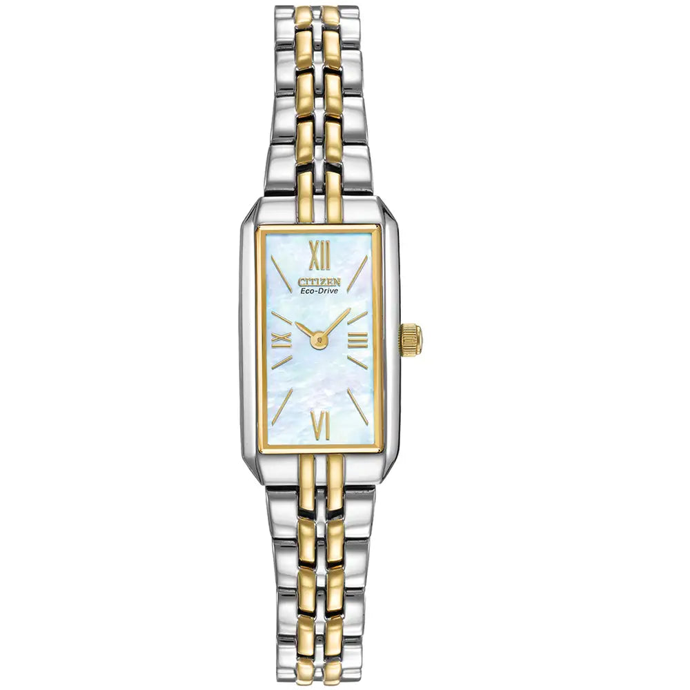Citizen Eco-Drive Silhouette Mother of Pearl Dial Two Tone Womens Watch EG2694-59D
