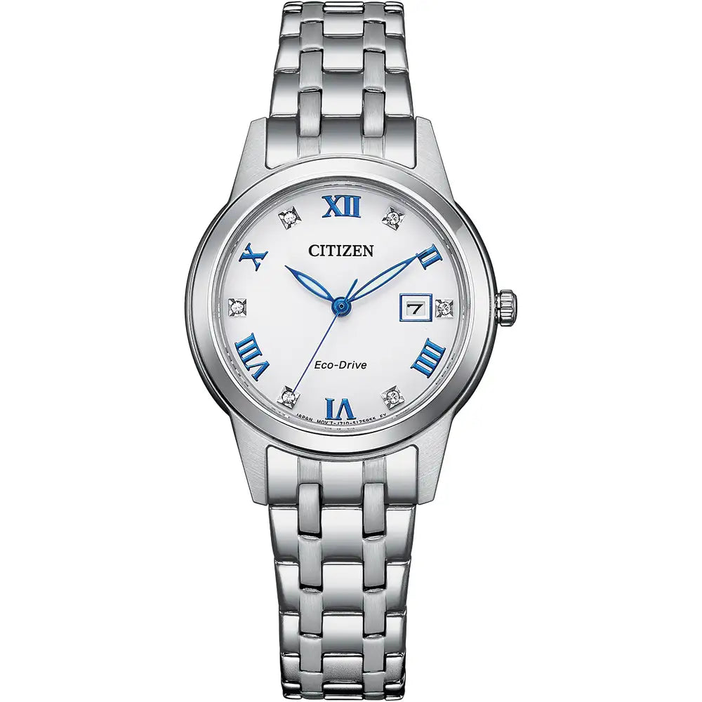 Citizen Eco-Drive Silhouette Crystal White Dial Stainless Steel Womens Watch FE1240-81A