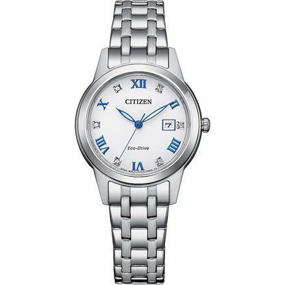 Citizen Eco-Drive Silhouette Crystal White Dial Stainless Steel Womens Watch FE1240-81A