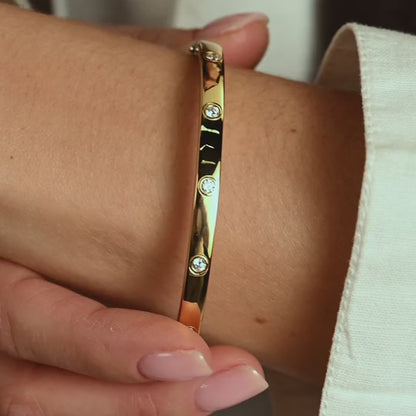 TI SENTO Sterling Silver & Gold Plated Two Tone Cubic Zirconia Set Hinged Bangle