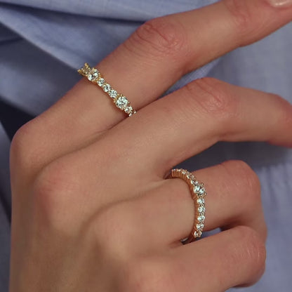 TI SENTO Sterling Silver & Gold Plated Cubic Zirconia Set Tennis Ring with stone