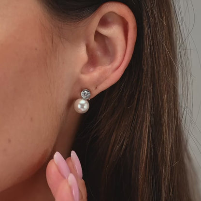 TI SENTO Sterling Silver Cubic Zirconia & Pearl Set Snowman Stud Earrings