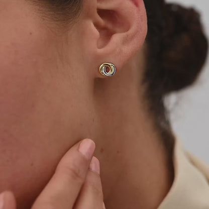 TI SENTO Sterling Silver & Gold Plated Two Tone Forever Connected Stud Earrings