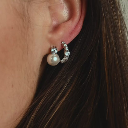 TI SENTO Sterling Silver Cubic Zirconia & Pearl Set Snowman Stud Earrings