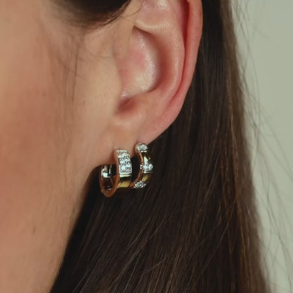 TI SENTO Contrast Sterling Silver & Gold Plated Cubic Zirconia Set Huggy Hoop Earrings