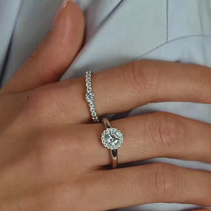 TI SENTO Sterling Silver Cubic Zirconia Set Tennis Ring with stone