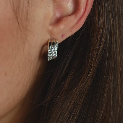 TI SENTO Stardust Sterling Silver Cubic Zirconia Set Layered Hoop Earrings