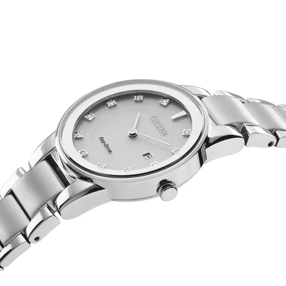 Citizen Eco-Drive Axiom Diamond Set Silver Dial Stainless Steel Womens Watch GA1050-51B