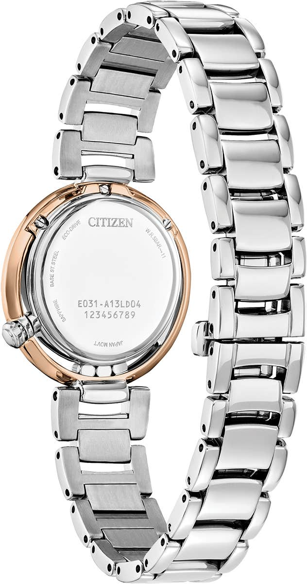 Citizen Eco-Drive Citizen L Arcly Pink Mother of Pearl Dial Diamond Set Two Tone Womens Watch EM1114-80Y