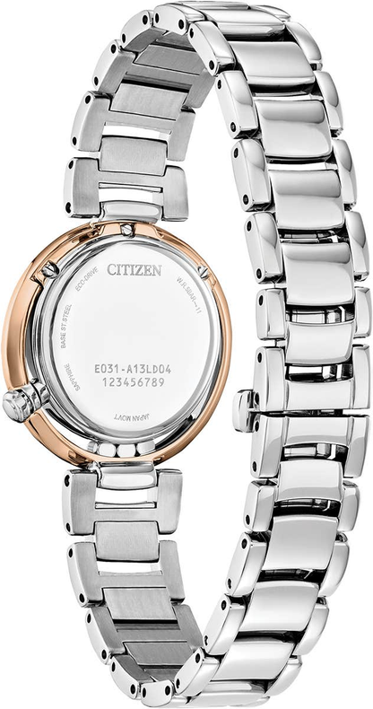 Citizen Eco-Drive Citizen L Arcly Pink Mother of Pearl Dial Diamond Set Two Tone Womens Watch EM1114-80Y
