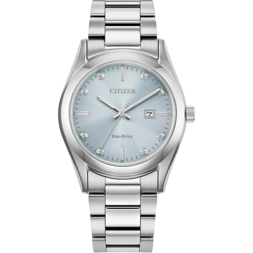 Citizen Eco-Drive Diamond Set Blue Dial Stainless Steel Womens Watch EW2700-54L