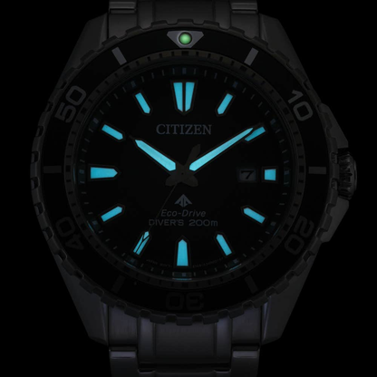 Citizen Eco-Drive Promaster Diver Green Dial Stainless Steel Mens Watch BN0199-53X