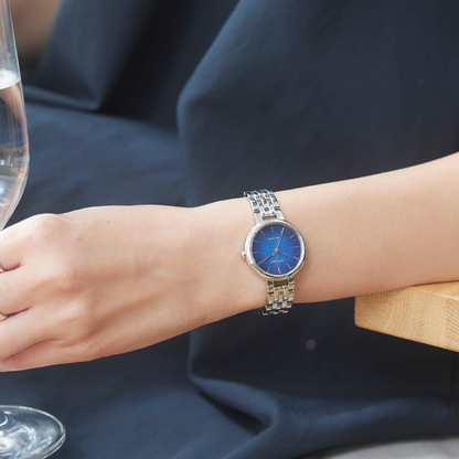 Citizen Eco-Drive Silhouette Blue Dial Stainless Steel Womens Watch 
