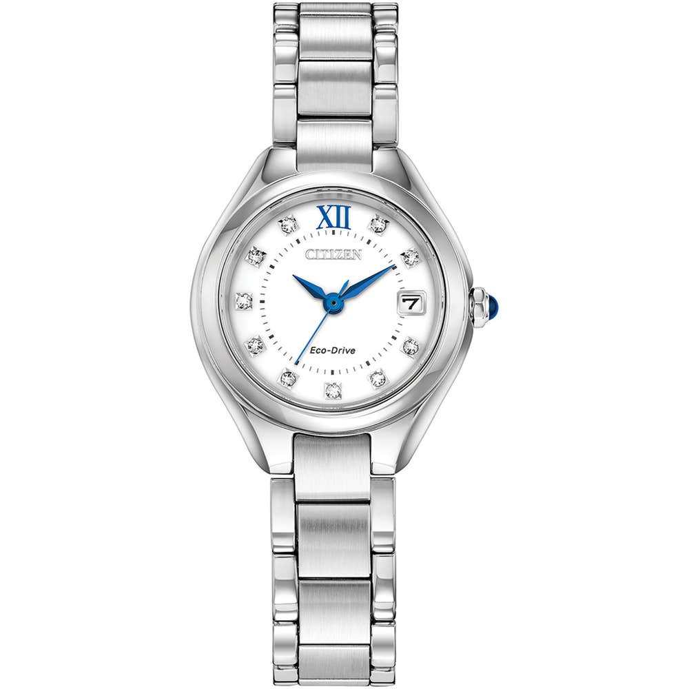 Citizen Eco-Drive Silhouette Crystal White Dial Stainless Steel Womens Watch EW2540-83A