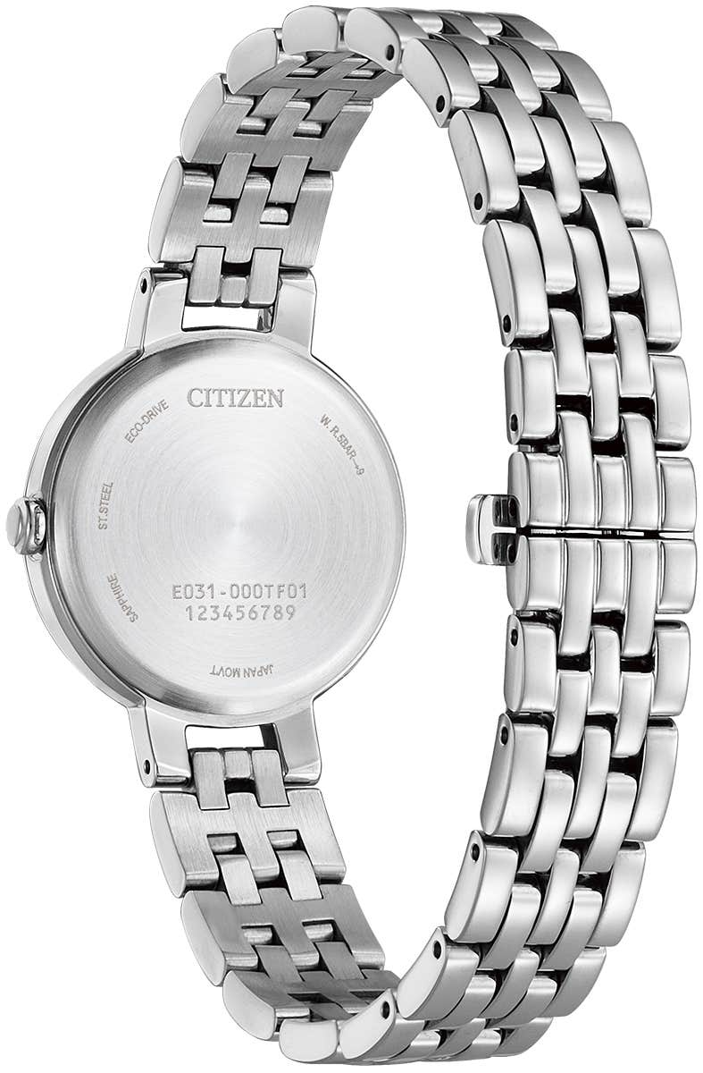 Citizen Eco-Drive Silhouette Pink Mother of Pearl Dial Stainless Steel Womens Watch EM0990-81Y