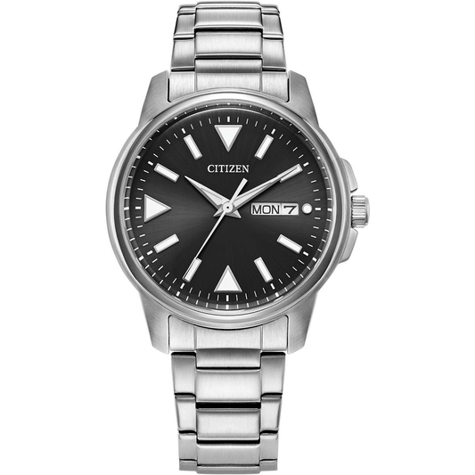 Citizen Eco-Drive Sport Black Dial Stainless Steel Mens Watch (37mm) BM8180-62E