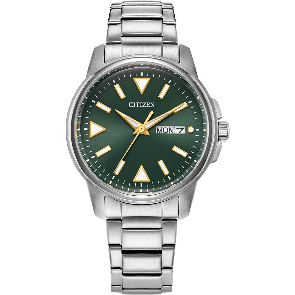 Citizen Eco-Drive Sport Green Dial Stainless Steel Mens Watch (37mm) BM8180-71W