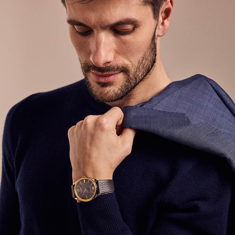 Citizen Eco-Drive Stiletto Grey Dial Two Tone Mens Watch AR3124-07H