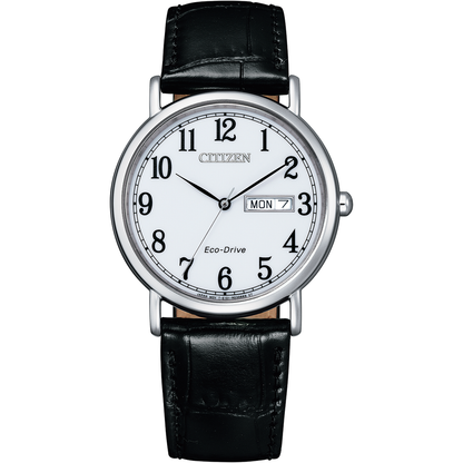 Citizen Eco-Drive White Dial Stainless Steel Day-Date Mens Watch BM8240-11B