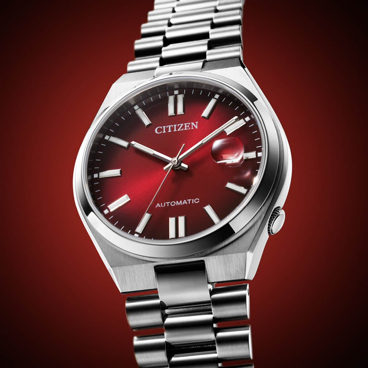 Citizen Tsuyosa Automatic Red Dial Stainless Steel Mens Watch NJ0150-56W