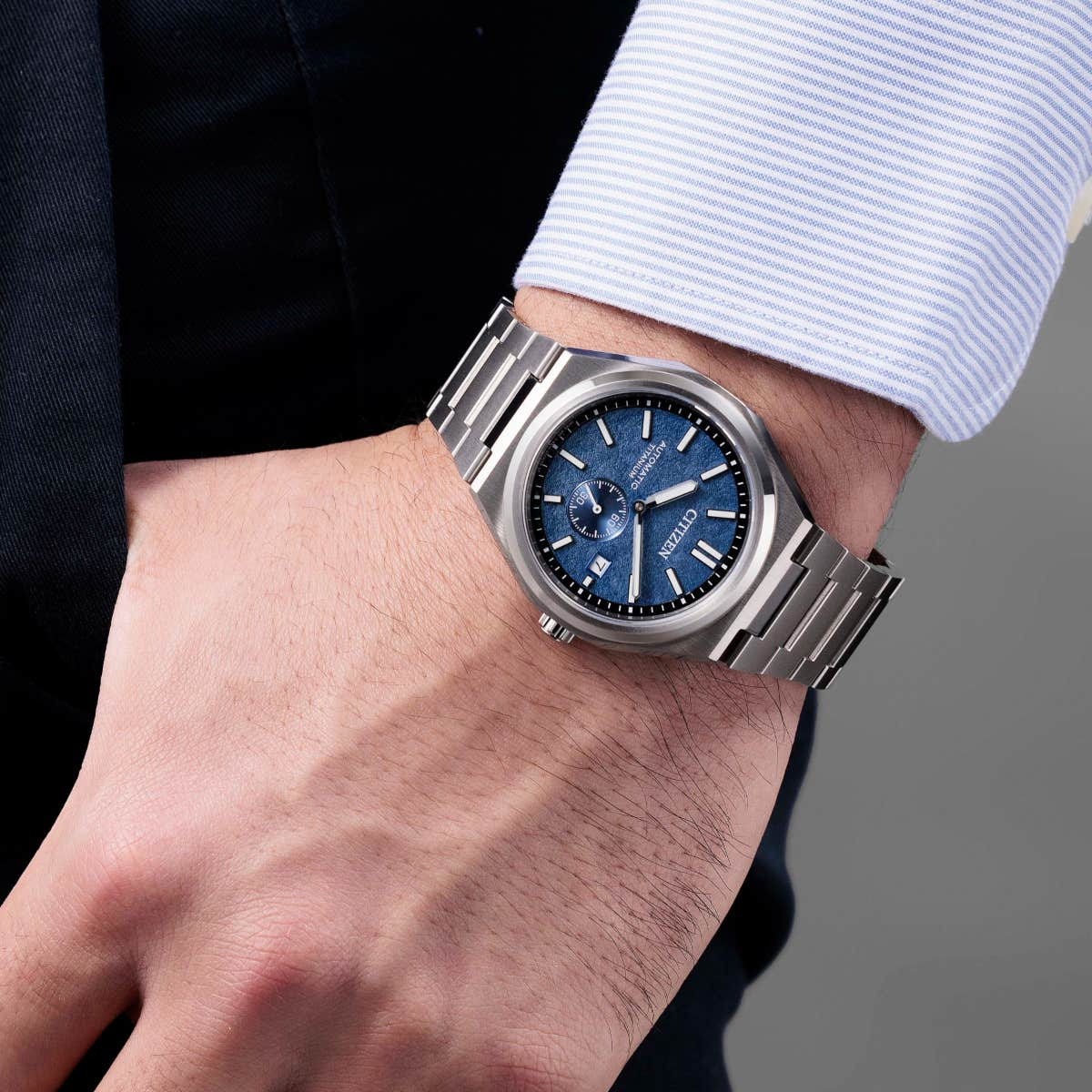 Citizen Zenshin Automatic Blue Dial Titanium Mens Watch NJ0180-80L