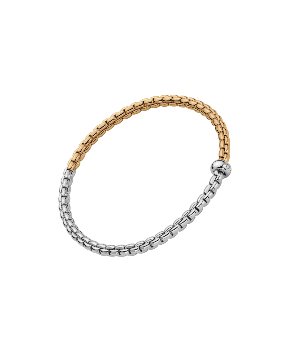 FOPE Flex'it Eka Two Tone 18ct Yellow & White Gold & Diamond Bracelet