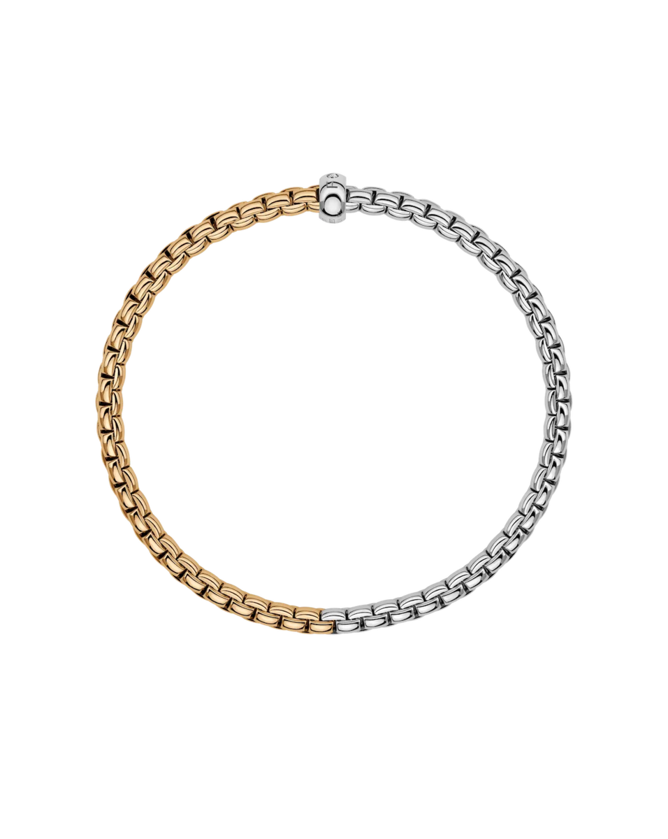 FOPE Flex'it Eka Two Tone 18ct Yellow & White Gold & Diamond Bracelet