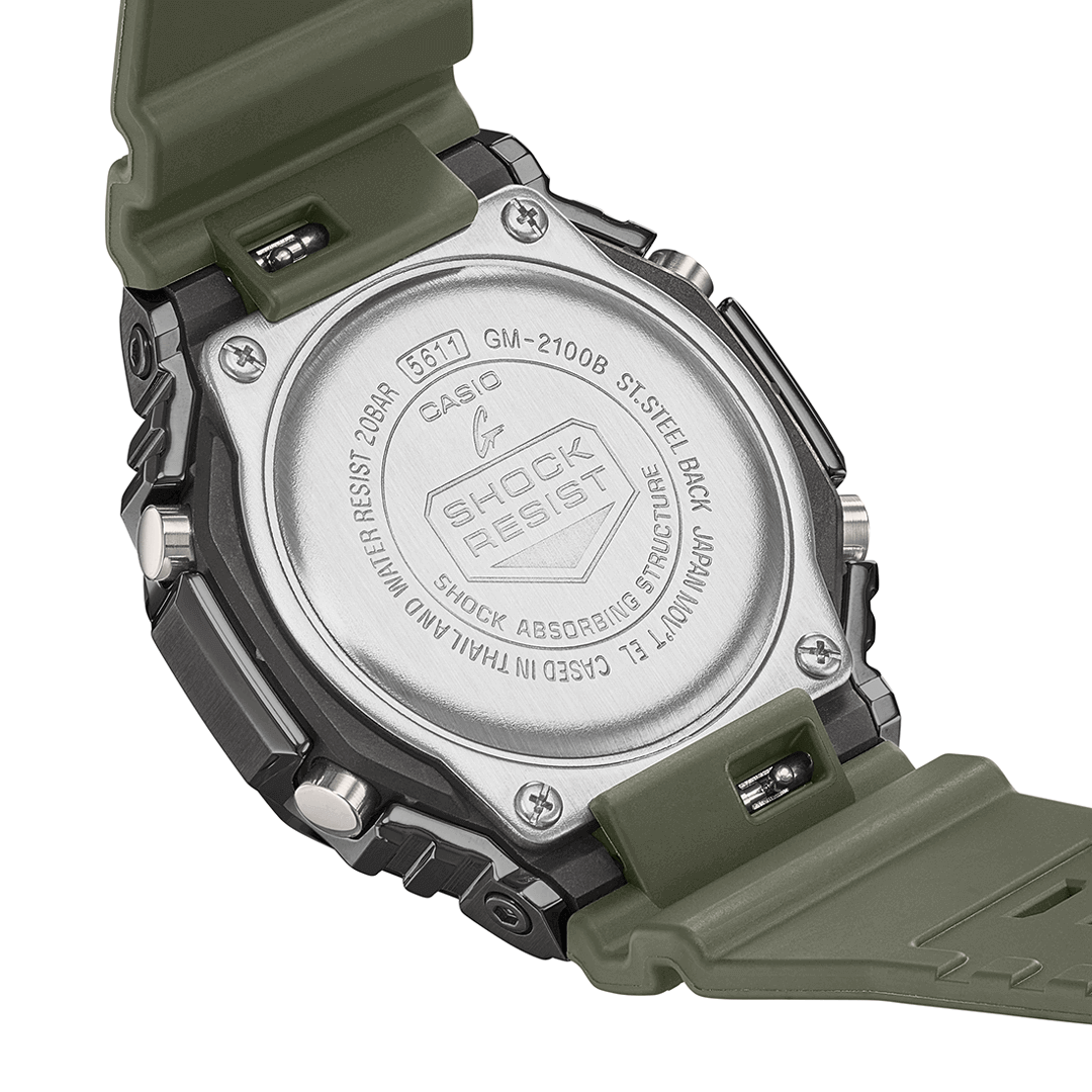 G-SHOCK 2100 Collection Green Stainless Steel & Resin Quartz Watch GM-2100B-3AER