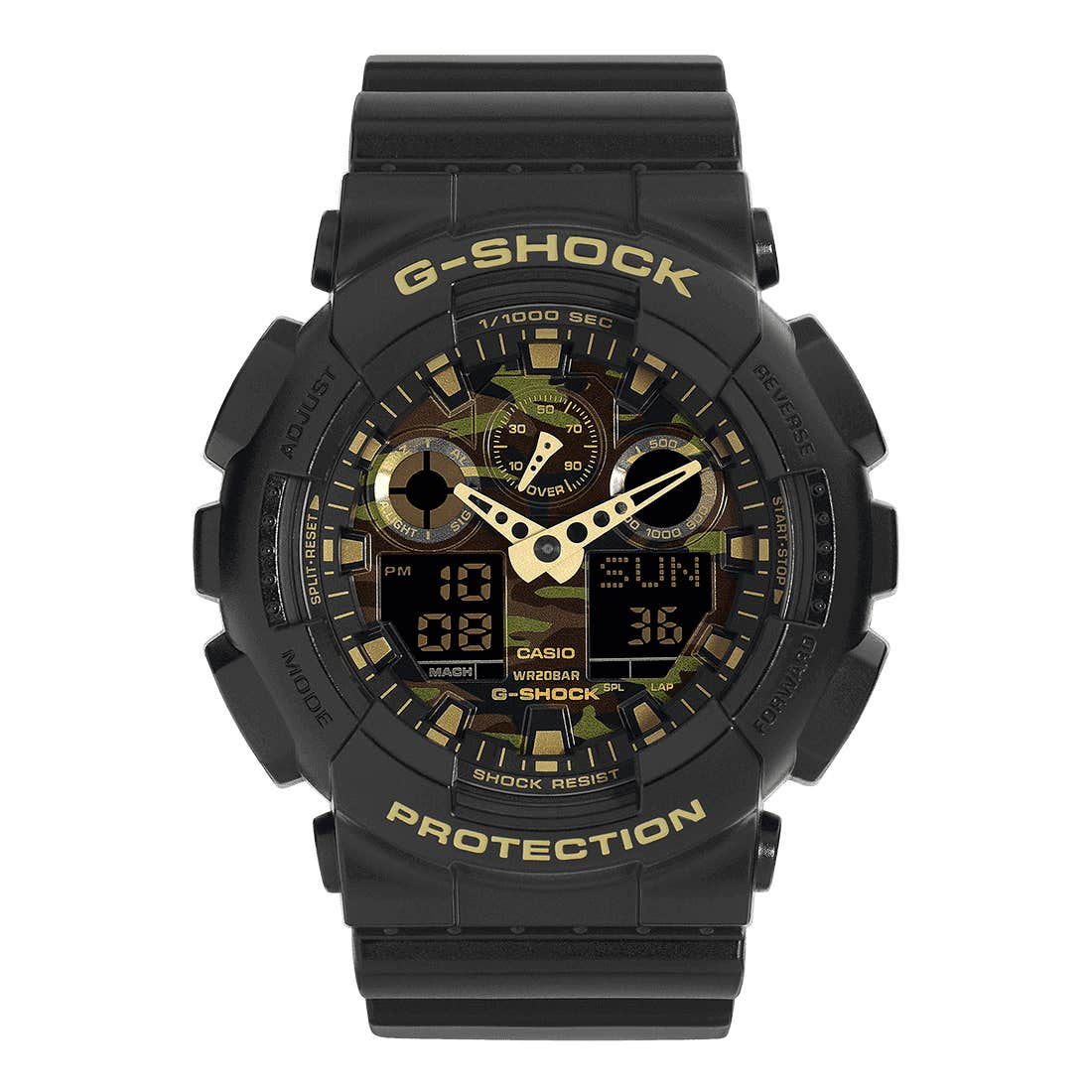 G-SHOCK Black & Camo Resin Strap Watch GA-100CF-1A9ER