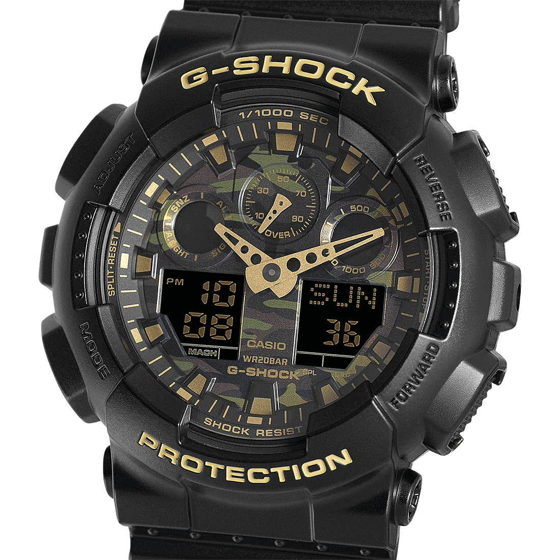 G-SHOCK Black & Camo Resin Strap Watch GA-100CF-1A9ER