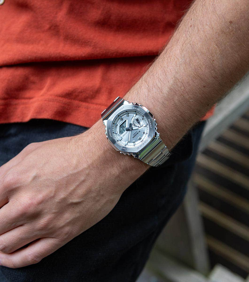 G-SHOCK G-STEEL GM-2100 Collection Silver Dial Stainless Steel & Resin Quartz Watch GM-2110D-7AER