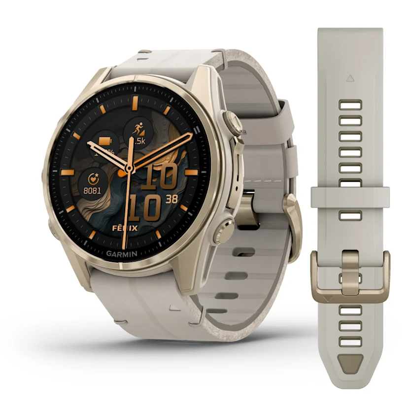 GARMIN fēnix 8 43mm AMOLED Sapphire Soft Gold Polymer & Stainless Steel Smartwatch  010-02903-40