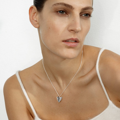 Georg Jensen 2024 HEART Folded Heart Sterling Silver Pendant Necklace 20001526
