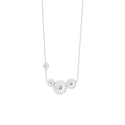 Georg Jensen DAISY Four Flower Sterling Silver Sterling Silver & White Enamel Pendant Necklace 20001533