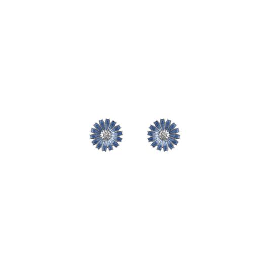 Georg Jensen DAISY Sterling Silver & Blue Enamel Stud Earrings 20001544