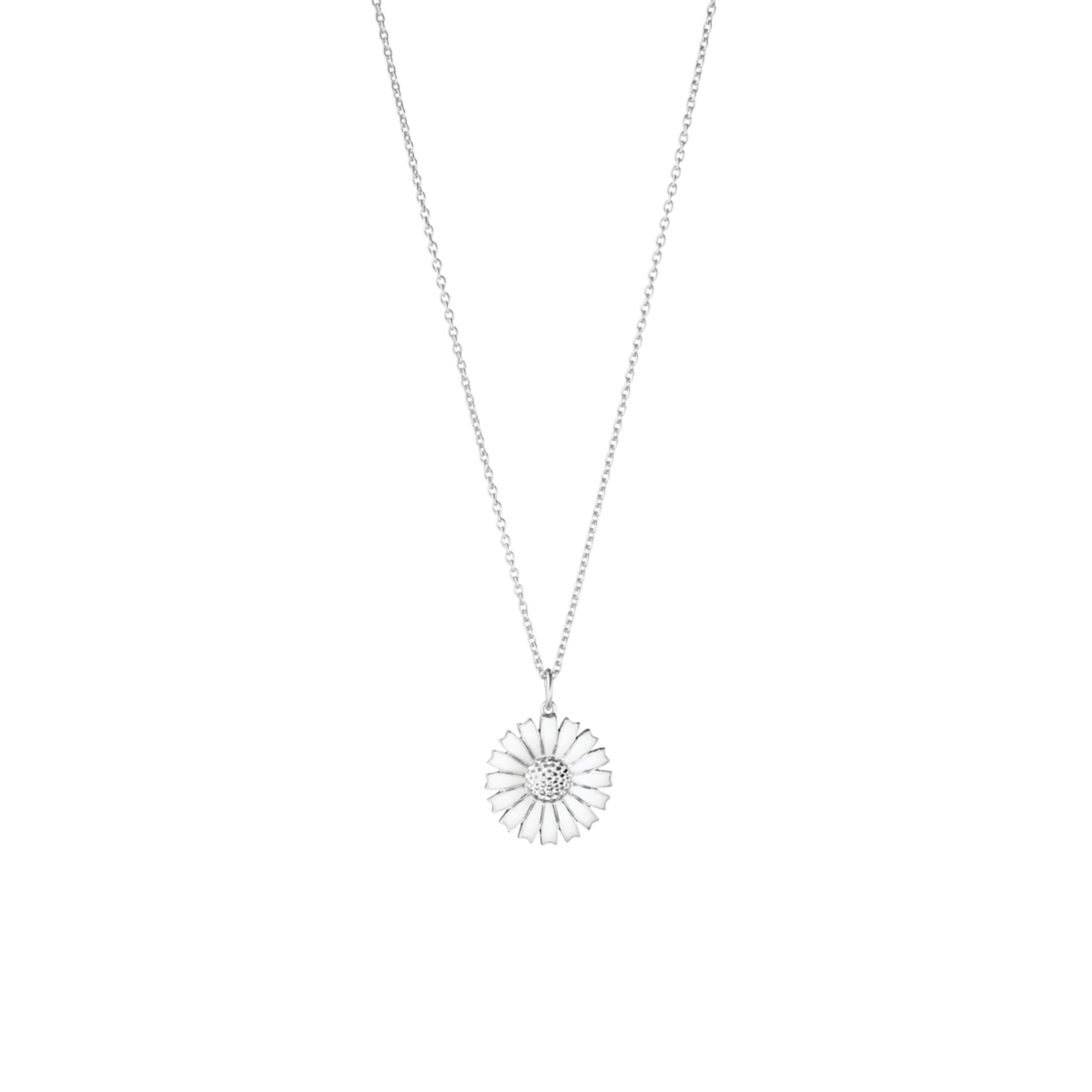 Georg Jensen DAISY Sterling Silver Sterling Silver & White Enamel Pendant Necklace 20001534