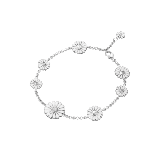 Georg Jensen DAISY Sterling Silver & White Enamel Bracelet 20001537