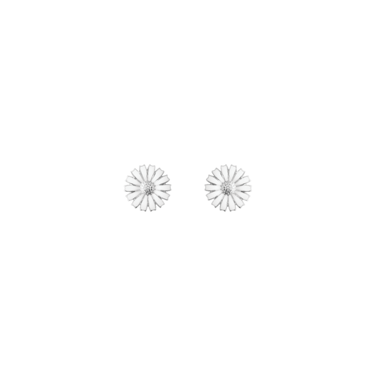 Georg Jensen DAISY Sterling Silver & White Enamel Stud Earrings 20001540