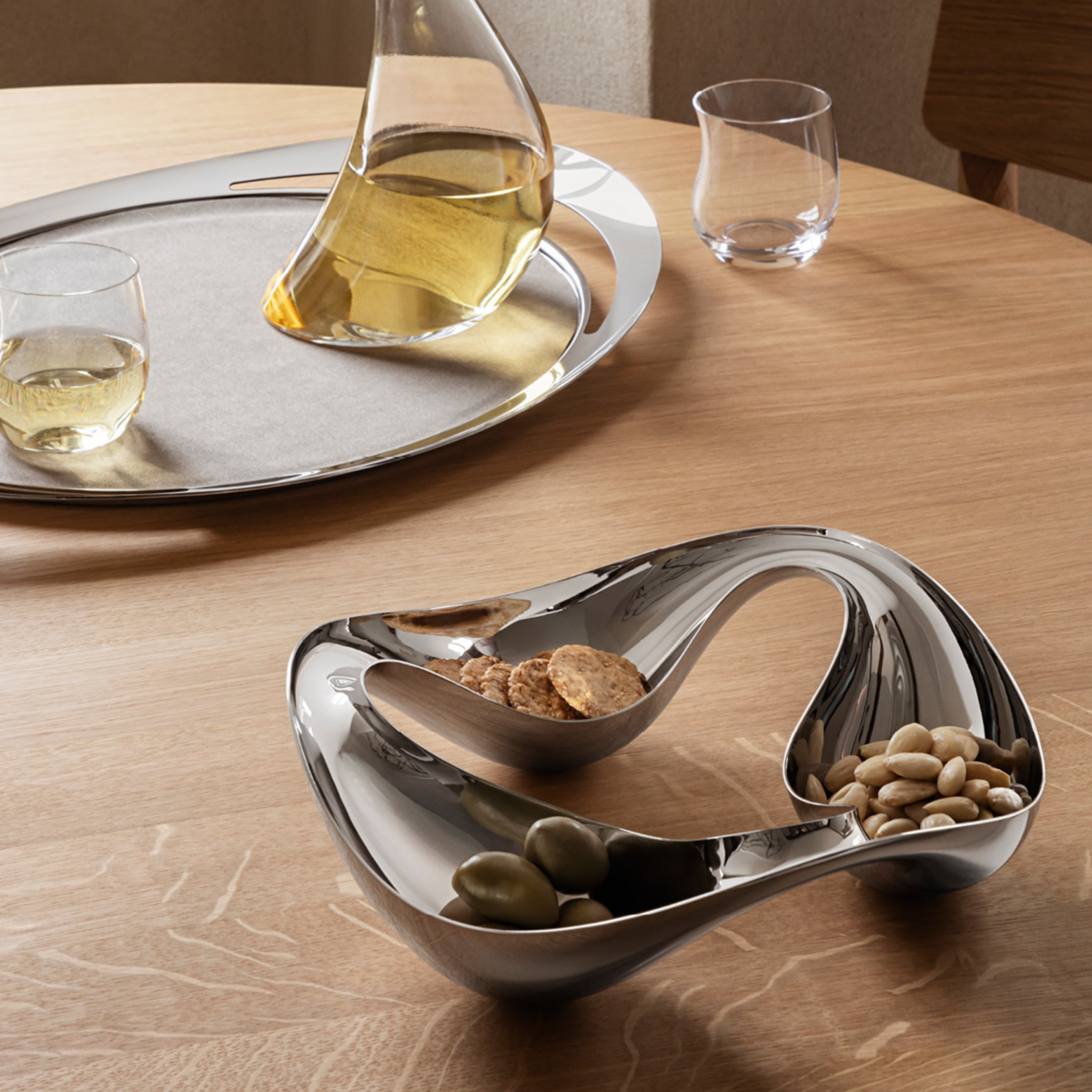 Georg Jensen Living COBRA Triple Snack Stainless Steel Bowl 10019106