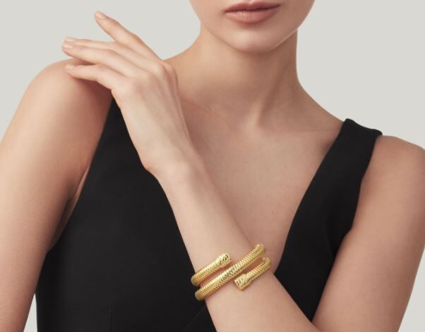 Giovanni Raspini Gold-Plated Sterling Silver Croco Tubogas Double Bangle