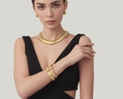 Giovanni Raspini Gold-Plated Sterling Silver Croco Tubogas Small Cuff Bangle