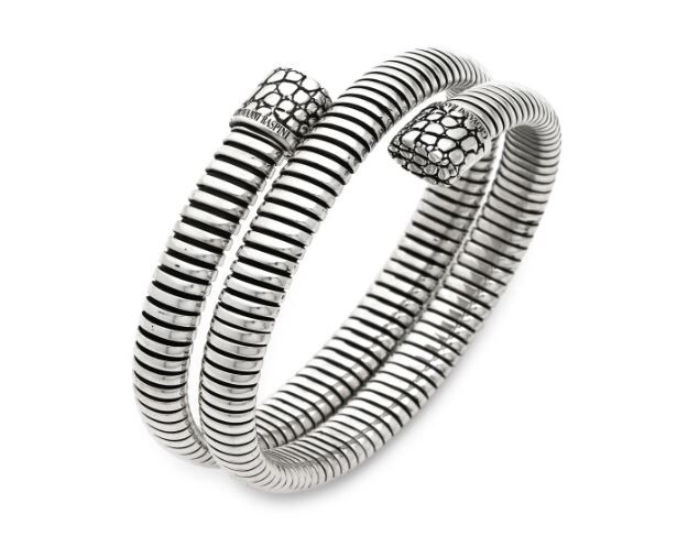 Giovanni Raspini Sterling Silver Croco Tubogas Double Bangle